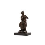 AFTER NICCOLO TRIBOLO (ITALIAN, 1500-1550): A 19TH CENTURY BRONZE FIGURE OF A SATYR ATTRIBUTED TO