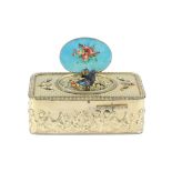 AMENDED DESCRIPTION: A FINE 19TH CENTURY SWISS GILT METAL AND ENAMEL SINGING BIRD BOX 'OISEAUX