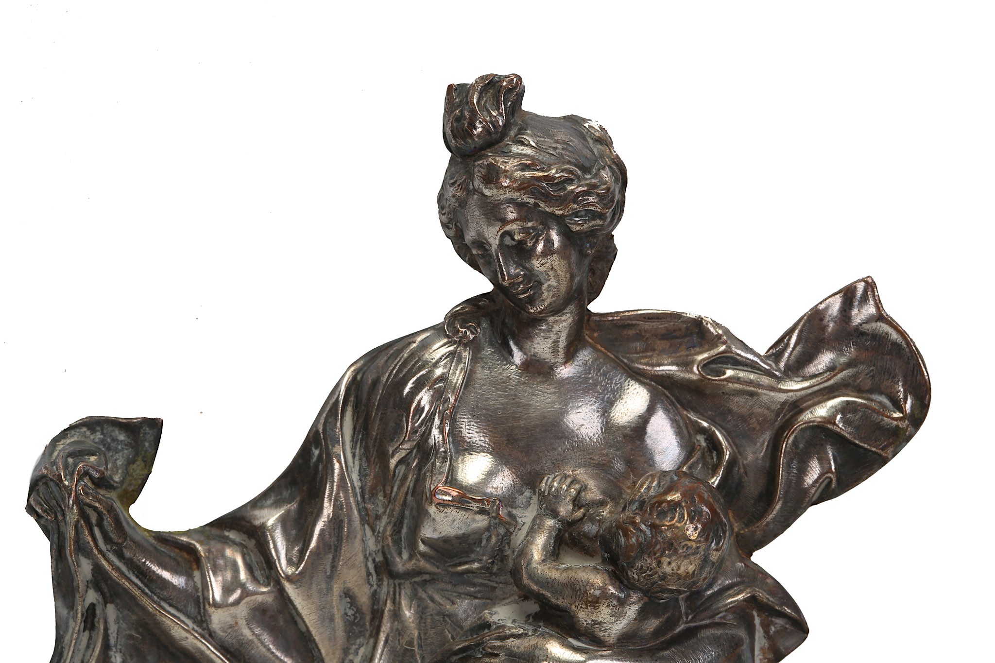 AN 18TH CENTURY ITALIAN SILVERED BRONZE RELIEF DEPICTING CHARITY the female allegorical figure - Image 3 of 5