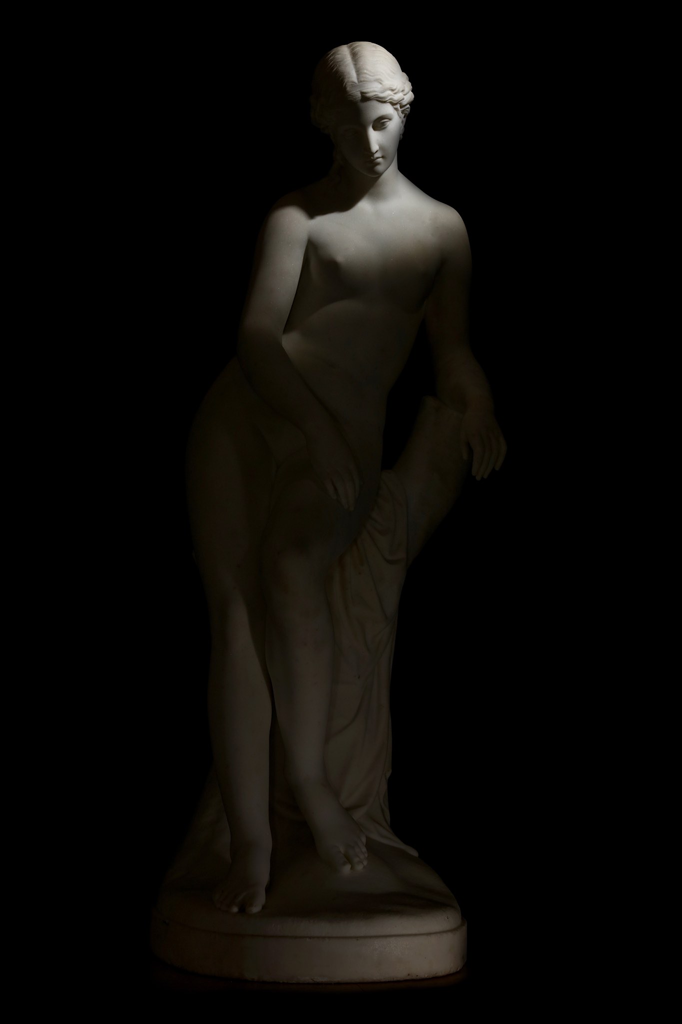 HOLME-CARDWELL (BRITISH, 1813-1895): A LARGE MARBLE FIGURE OF DIANA ABOUT TO BATHE the nude figure - Image 6 of 7