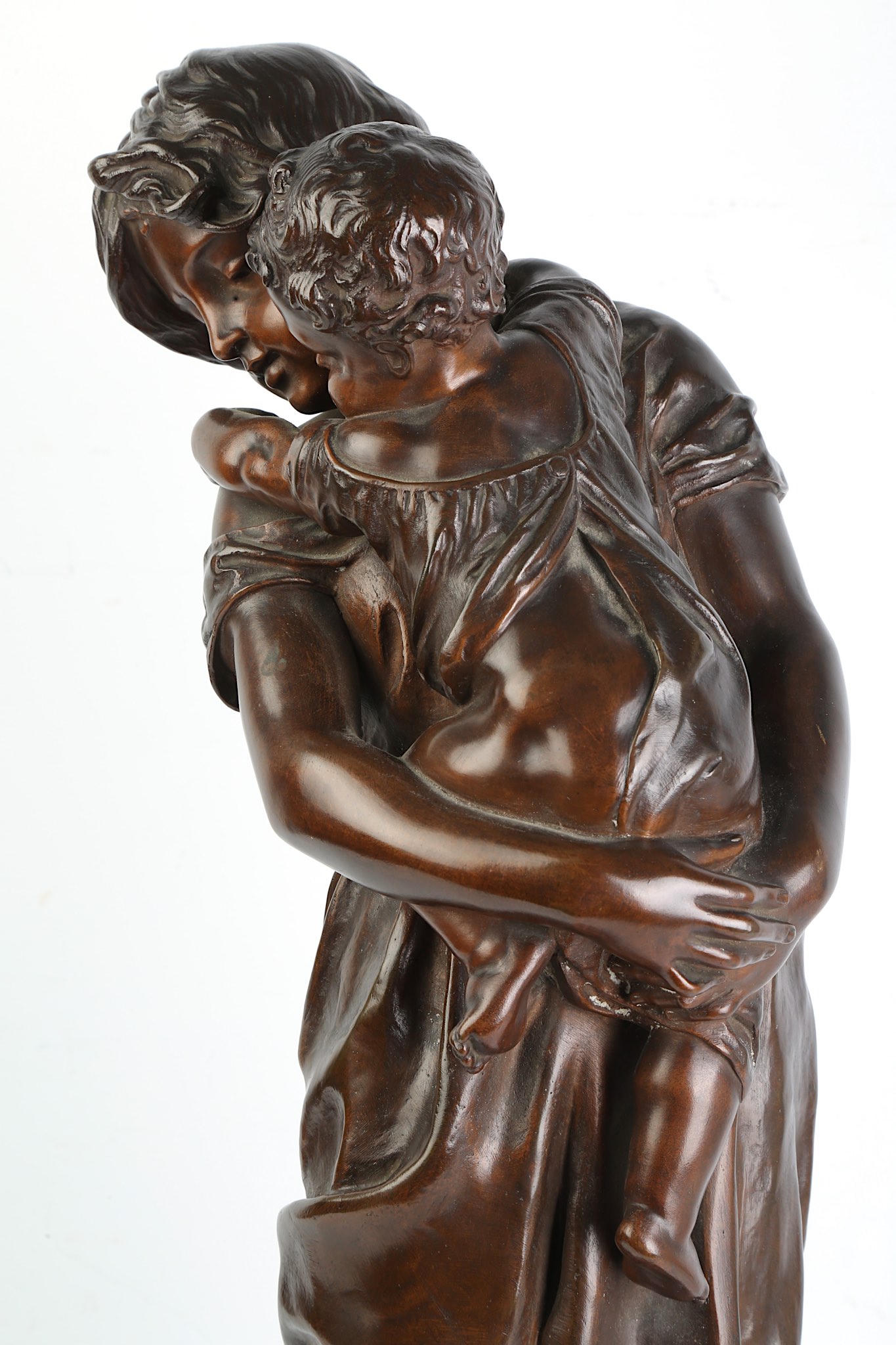 PIERRE-LOUIS DETRIER (FRENCH, 1822-1897): A LARGE BRONZE FIGURAL GROUP OF A YOUNG GIRL AND A BABY ' - Image 8 of 8