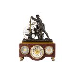 A RARE AND FINE LATE 19TH CENTURY FRENCH BRONZE AUTOMATON INDUSTRIAL 'CYCLIST' CLOCK WITH