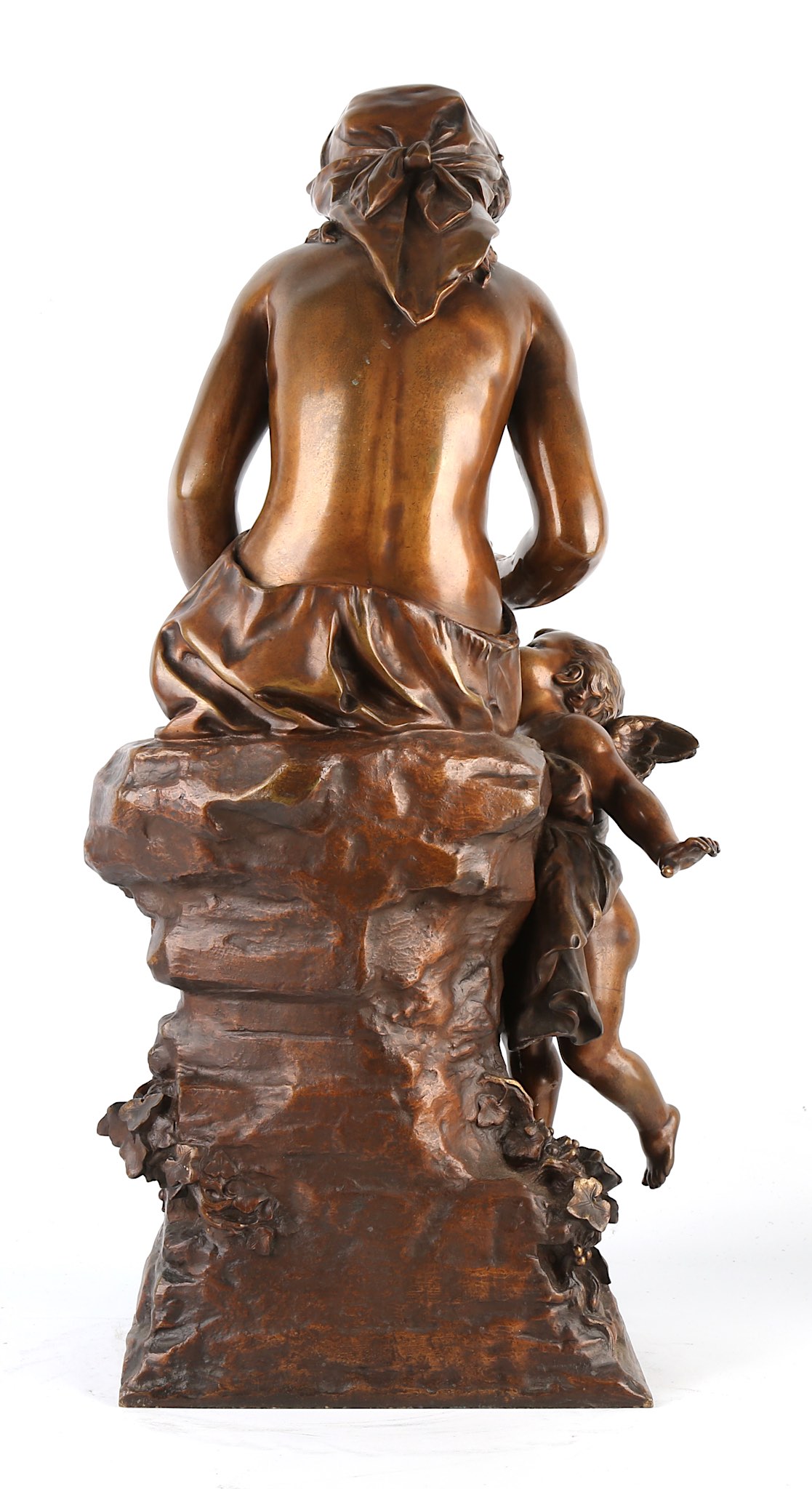 MATHURIN MOREAU (FRENCH 1822-1912): A LARGE BRONZE FIGURE DEPICTING A MAIDEN OFFERING WATER TO A - Image 9 of 11