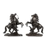 AFTER GUILLAUME COUSTOU (FRENCH, 1677-1746): A PAIR OF 19TH CENTURY FRENCH BRONZE MODELS OF THE