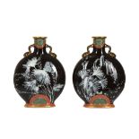 A FINE PAIR OF MINTONS PATE-SUR-PATE MOON FLASKS IN THE MANNER OF MARK LOUIS SOLON, CIRCA 1885 the