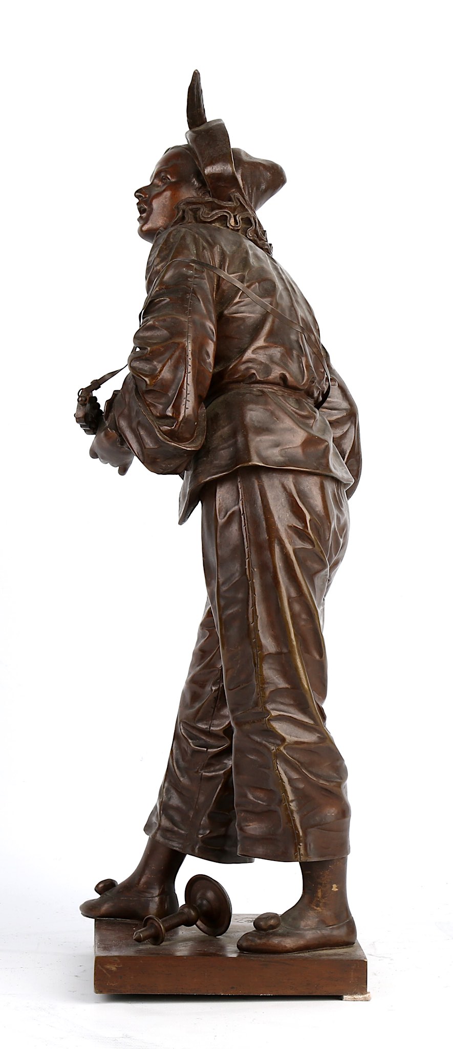 EUTROPE BOURET (FRENCH, 1833-1906) ‘AU CLAIR DE LA LUNE’ A BRONZE FIGURE OF A LUTE PLAYER / JESTER - Image 5 of 10