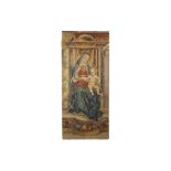 A LARGE LATE 19TH CENTURY POLYCHROME CERAMIC TILE PANEL DEPICTING 'THE MADONNA DELLA RONDINE'