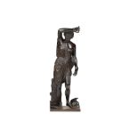 AFTER THE ANTIQUE: A 19TH CENTURY FRENCH BRONZE FIGURE OF DIANA THE HUNTRESS ATTRIBUTED TO