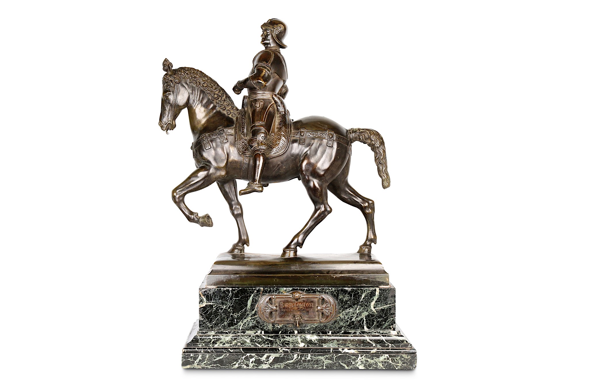 AFTER ANDREA DEL VERROCCHIO (ITALIAN, 1435-1488): A LARGE 19TH CENTURY BRONZE REDUCTION OF THE