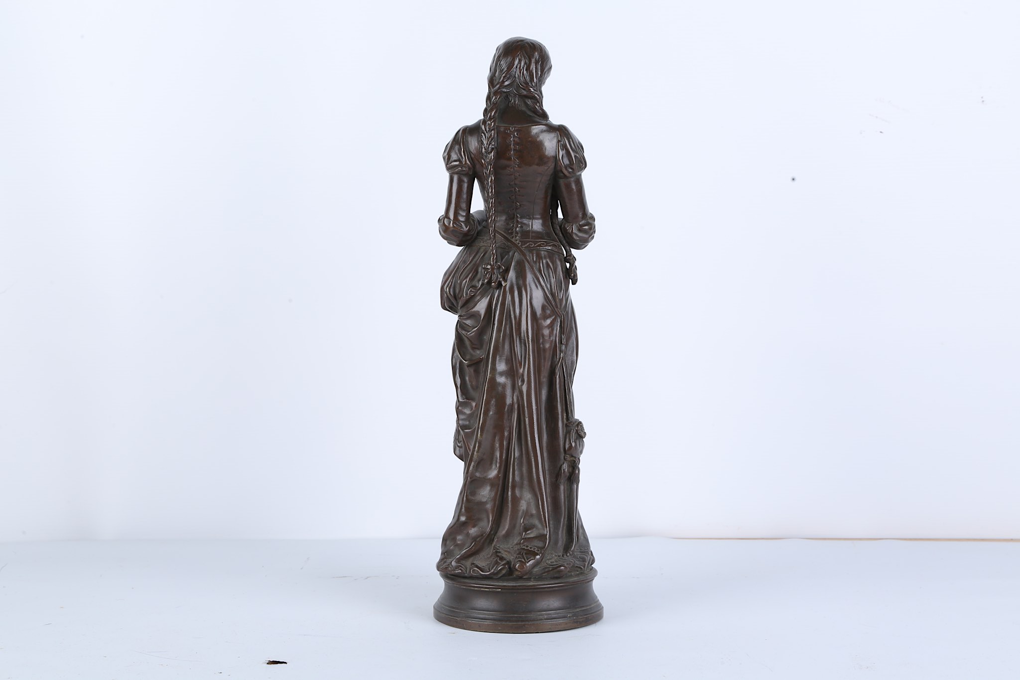 ADRIEN-ETIENNE GAUDEZ (FRENCH, 1845-1902): A BRONZE FIGURE OF A MAIDEN 'MARGUERITE' the standing - Image 4 of 8