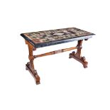 A FINE REGENCY ROSEWOOD LIBRARY TABLE WITH SPECIMEN MARBLE TOP the rectangular marble top inlaid