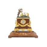 A RARE AND LARGE EARLY 19TH CENTURY FRENCH GILT AND PATINATED BRONZE AUTOMATON CLOCK OF MARITIME