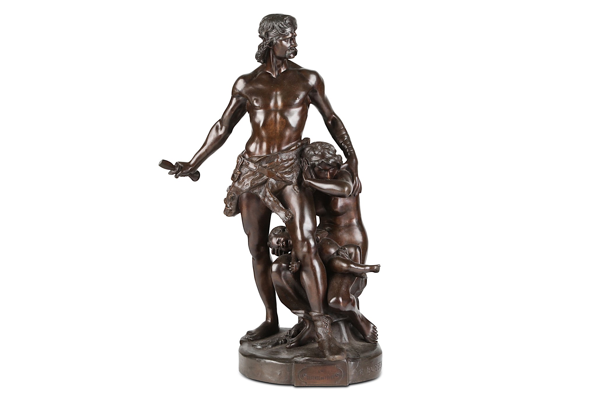 EMILE ANDRE BOISSEAU (FRENCH, 1842-1923): A LARGE BRONZE FIGURAL GROUP 'LA DEFENSE DU FOYER'