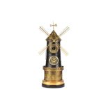 A LATE 19TH CENTURY FRENCH WINDMILL AUTOMATON CLOCK AND BAROMETER IN THE MANNER OF GUILMET  the