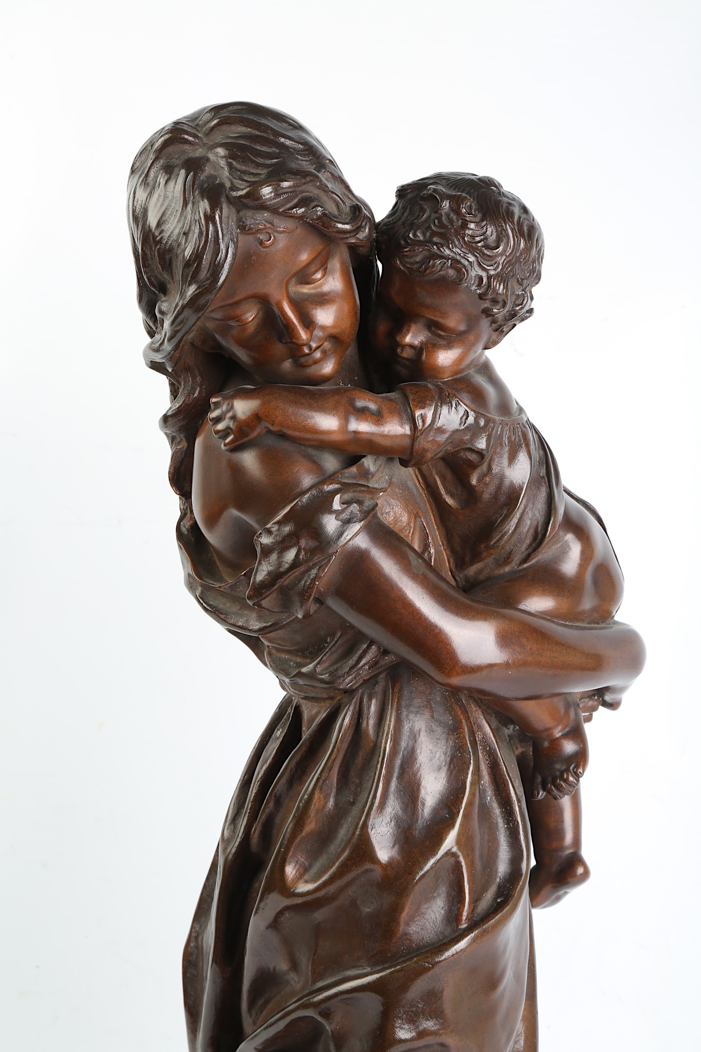 PIERRE-LOUIS DETRIER (FRENCH, 1822-1897): A LARGE BRONZE FIGURAL GROUP OF A YOUNG GIRL AND A BABY ' - Image 6 of 8