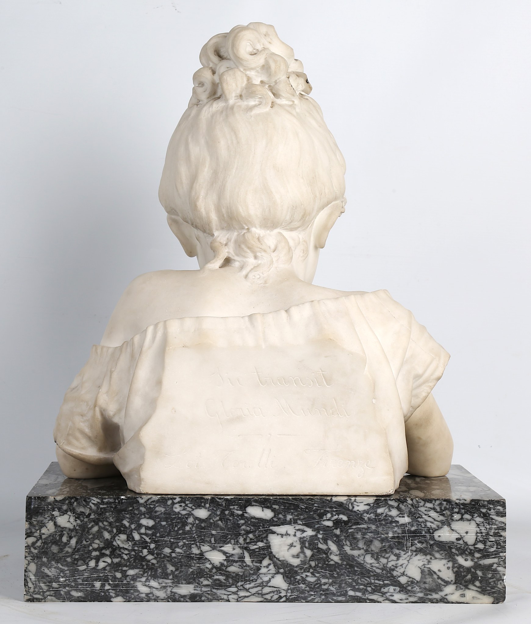 LOT TORELLI (ITALIAN, 1835-1896): 'SOAP BUBBLES', A MARBLE FIGURE OF A GIRL BLOWING BUBBLES ON A - Image 8 of 9