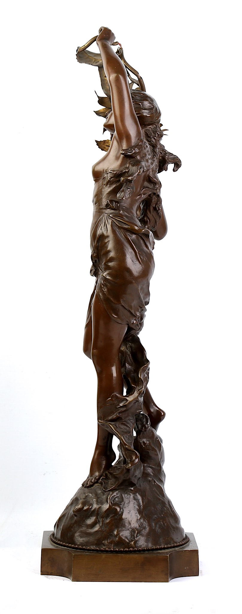 EDOUARD DROUOT (FRENCH, 1859-1945): A BRONZE FIGURE OF A SEMI-CLAD MAIDEN FITTED AS A LAMP BASE - Image 2 of 11