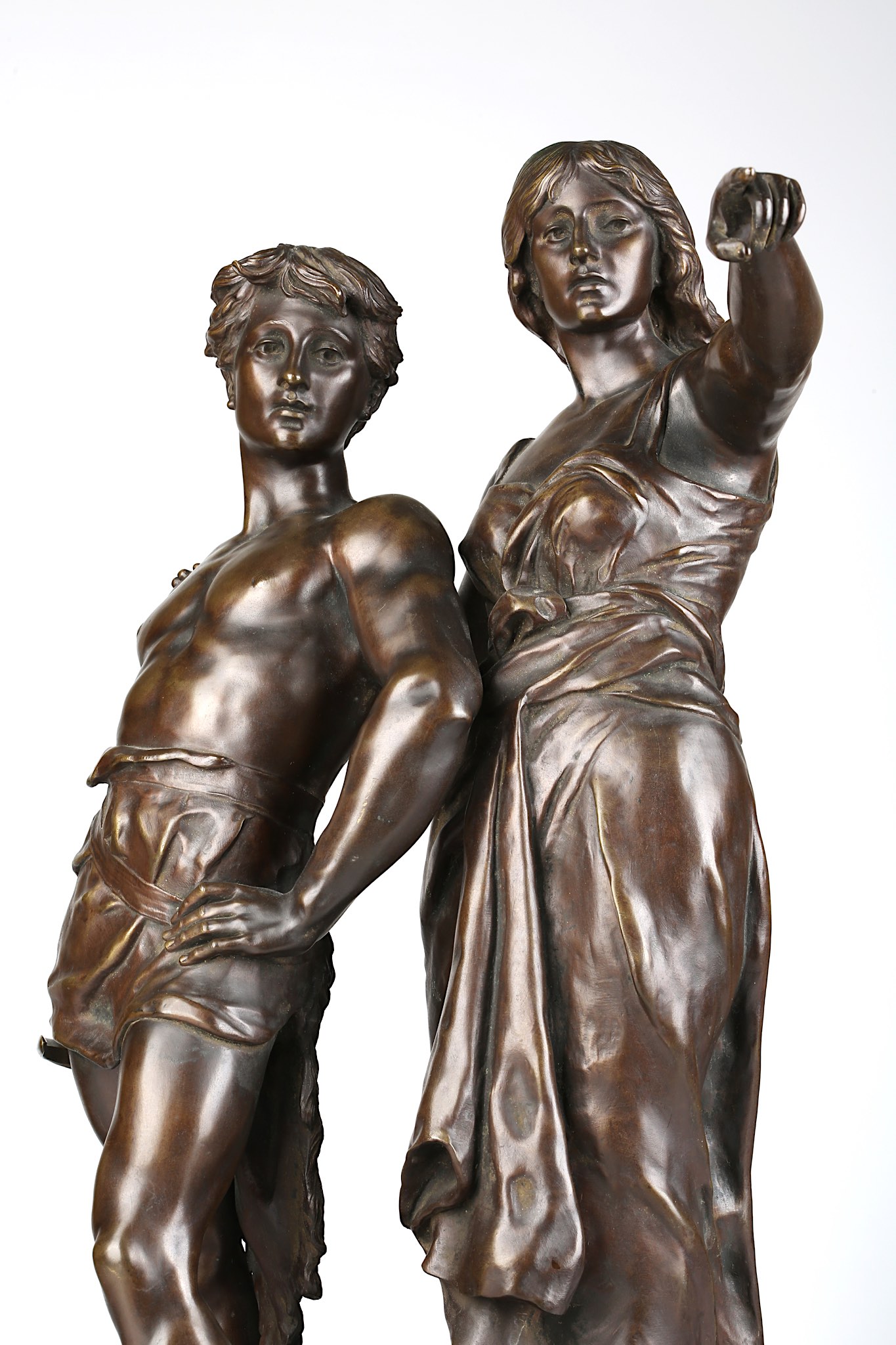 EMILE LAPORTE (FRENCH, 1858-1907): A LARGE BRONZE FIGURAL GROUP OF A MALE AND FEMALE the semi-clad - Image 11 of 11