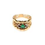 An emerald and diamond dress ring, ring size N