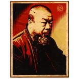 SHEPARD FAIREY (AMERICAN b.1970), 'AI WEIWEI', 2014, HPM on wood, signed and numbered 1/6 HPM in