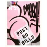 SEEN (AMERICAN b.1961), 'POST NO BILLS', 2018, spraypaint on un-stretched canvas, signed and dated