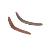 TWO ABORIGINAL BOOMERANGS Both of typical, gently curving form, with a smooth patina, Probably