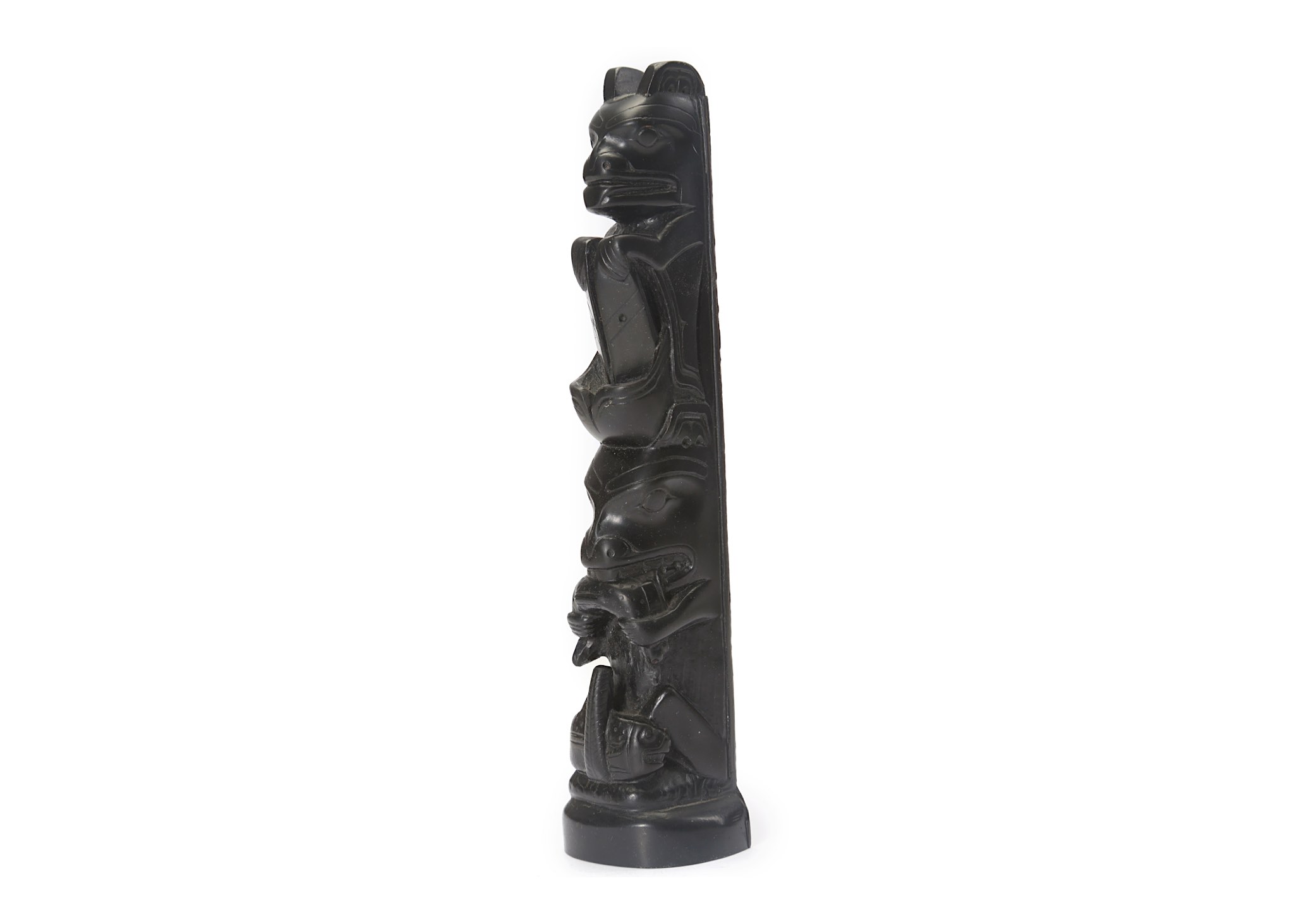 AN ARGILLITE TOTEM, HAIDA TRIBE In the form of two seated bears atop one another, 19.7cm high, - Image 3 of 5