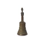 A BRONZE BELL, NIGERIA The body of the bell is covered in curvilinear designs in raised relief,