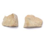 TWO ROCK FRAGMENTS 6cm and 6.7cm long, (2)