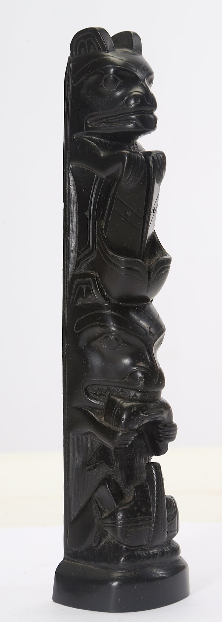 AN ARGILLITE TOTEM, HAIDA TRIBE In the form of two seated bears atop one another, 19.7cm high, - Image 4 of 5