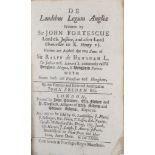 Fortescue (John)  De Laudibus Legum Angliae, light browning, contemporary calf, worn, pastedowns