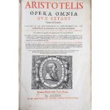 Aristotle.- Opera Omnia, edited by Isaac Casaubon, 2 vol., titles in red & black with engraved