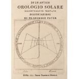 PETER, Francesco.  Di un Antico Orologio Solare Recentemente Trovato. Dissertazione. Rome: "Presso