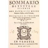 DELFINO, Domenico (and others).  Sommario di Tutte le Scienze ... Dalquale si Possono imparar