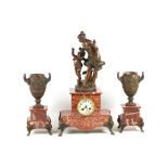 A French spelter figural mantel clock