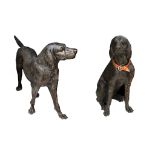 Two life-size bronze models of English Labradors