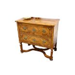 An Italian olivewood two drawer commode