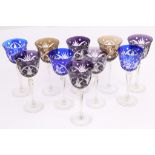 A set of ten Bohemian cut crystal wine goblets