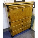 A Swedish Biedermeir part-ebonised birch secretaire