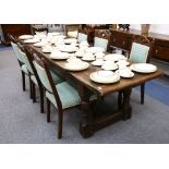 A fine oak refectory dining table