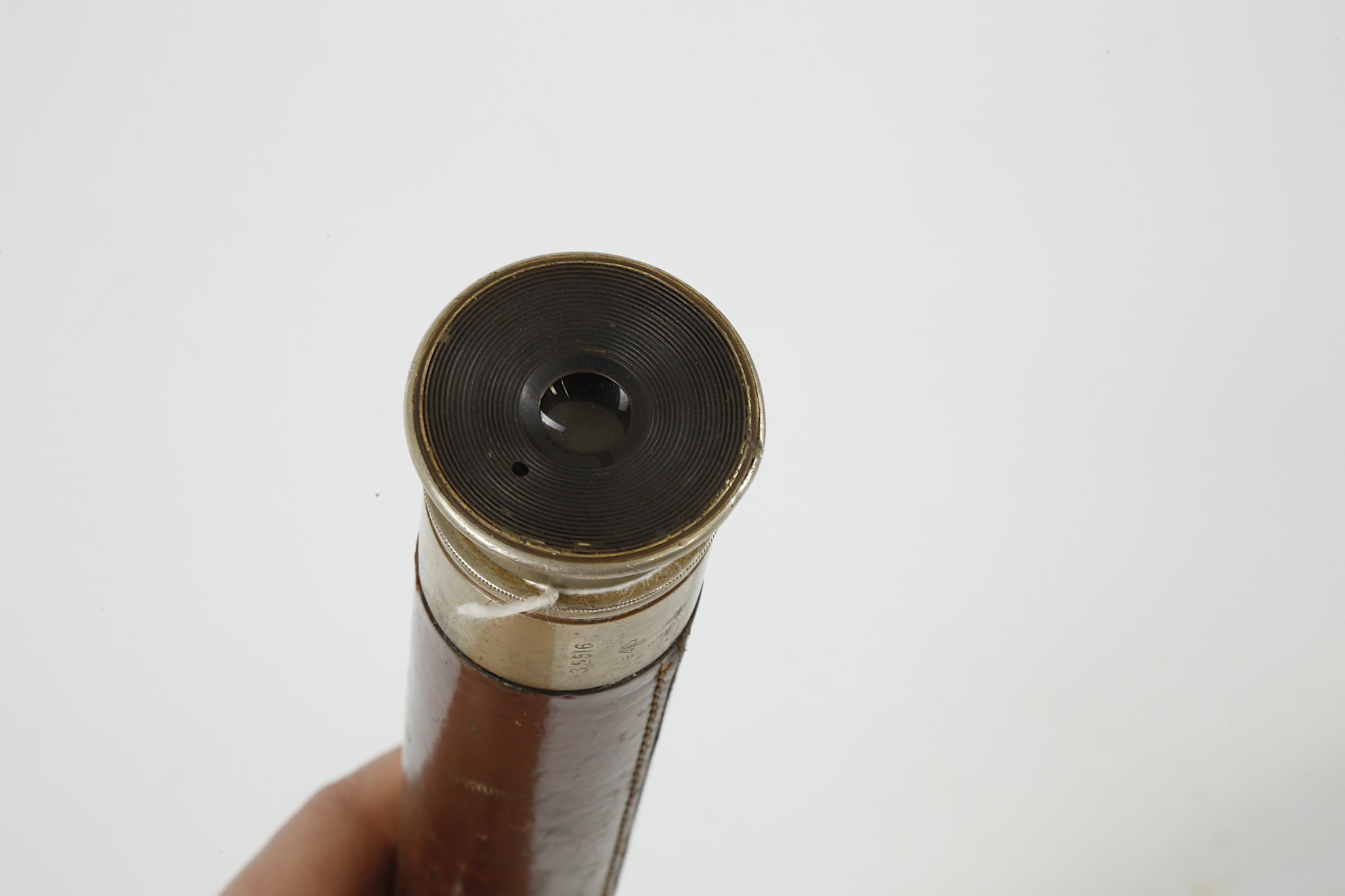 A brown leather-cased marine telescope (Mark I) - Image 3 of 4