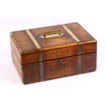 A late Victorian oak and brass mounted ladies vanity box