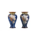 A pair of Royal Doulton stoneware motto vases by Jane Hurst