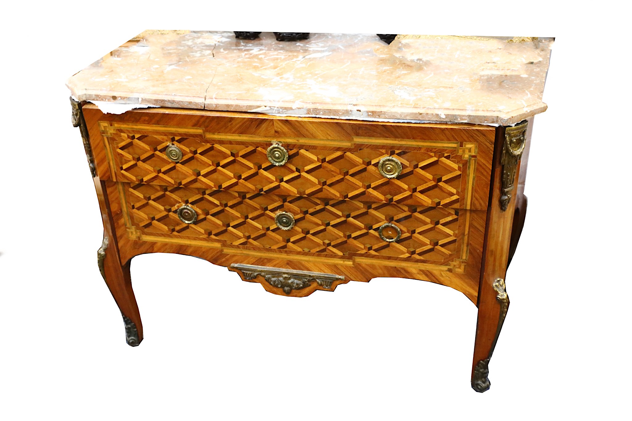 A Louis XVI gilt bronze mounted kingwood commode