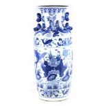 A large Chinese Blue and white lug-handled baluster vase