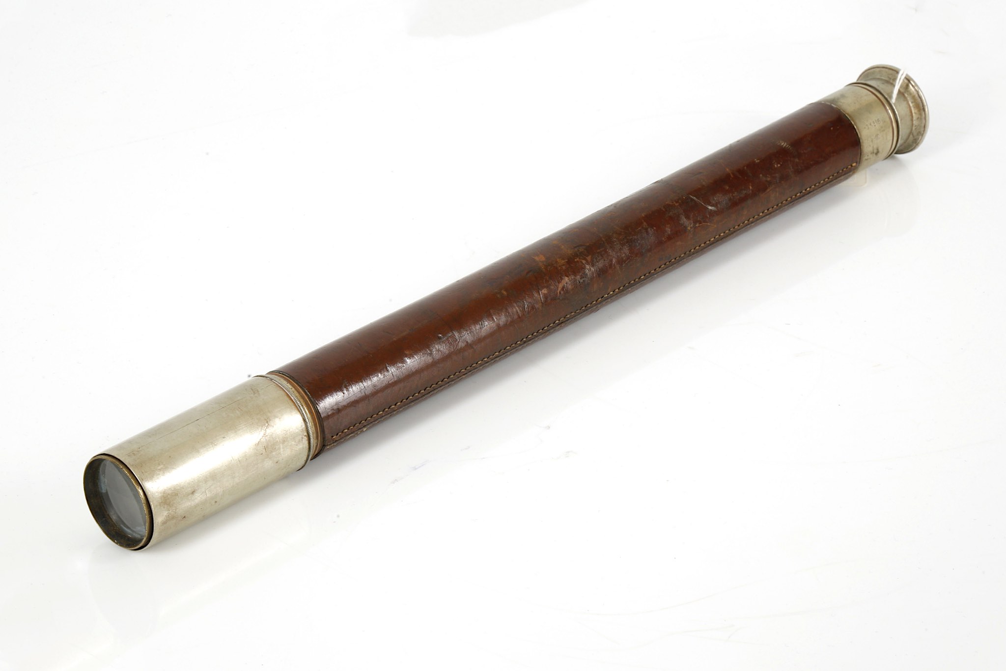 A brown leather-cased marine telescope (Mark I)