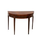 A George III rosewood banded mahogany demi-lune card table