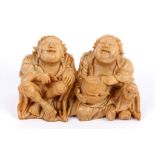 A Chinese soapstone carving of the He He twins
