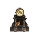 A large French black marble mantel clock