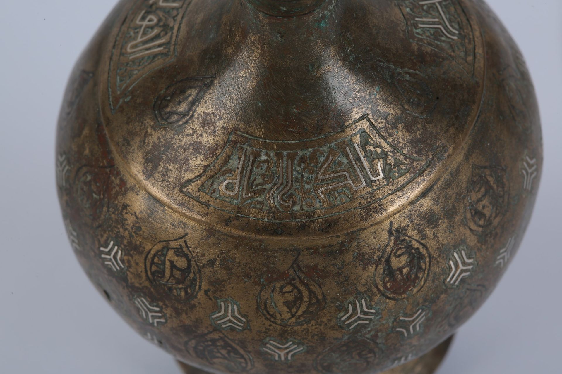 A BRONZE ROSEWATER SPRINKLER Iran, 12th - 13th century  With globular body, on a splayed foot and - Image 2 of 3